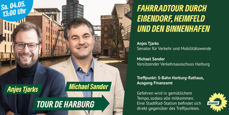 Radtour durch Harburg mit Verkehrssenator Anjes Tjarks und Michael Sander